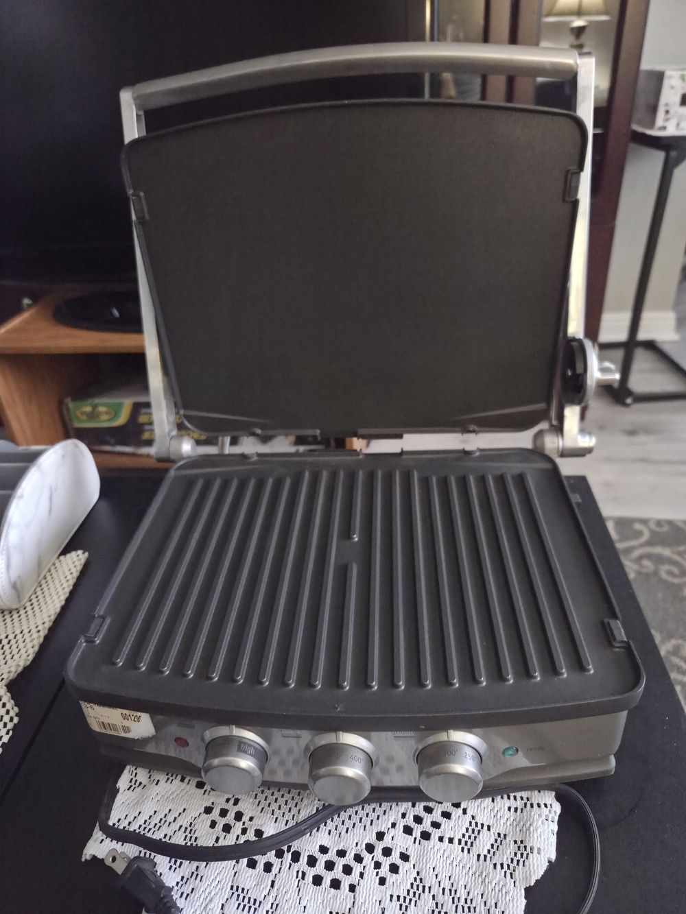 3-Plate Electric Grill & Panini Press in Stainless Steel